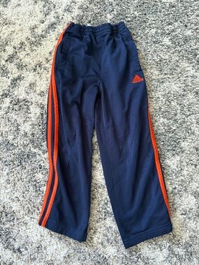 adidas Navy Joggers with Bright Orange Side Stripes